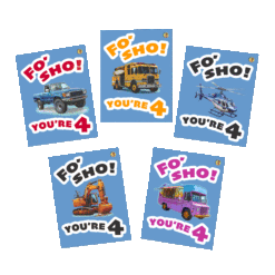 4 Year Old "Fo' Sho!" Birthday Cards (5-Pack)