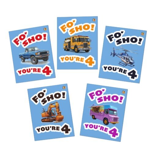 4 Year Old "Fo' Sho!" Birthday Cards (5-Pack) - Image 3