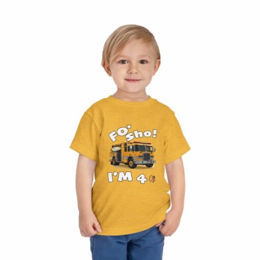Little Kea Foʻ Sho! I'm 4 Fire Engine Shirt - Image 15
