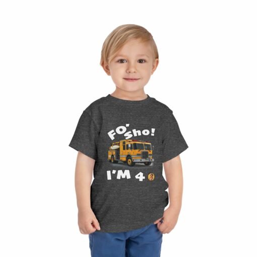 Little Kea Foʻ Sho! I'm 4 Fire Engine Shirt - Image 27