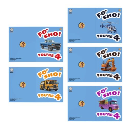 4 Year Old "Fo' Sho!" Birthday Cards (5-Pack) - Image 4
