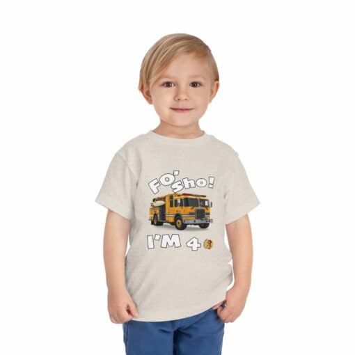 Little Kea Foʻ Sho! I'm 4 Fire Engine Shirt - Image 7