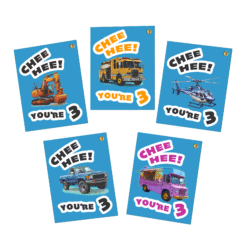 3 Year Old "Chee Hee!" Birthday Cards (5-Pack)