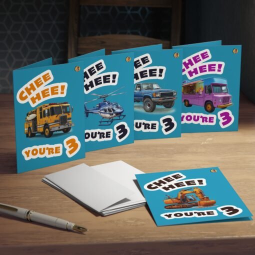 3 Year Old "Chee Hee!" Birthday Cards (5-Pack) - Image 6