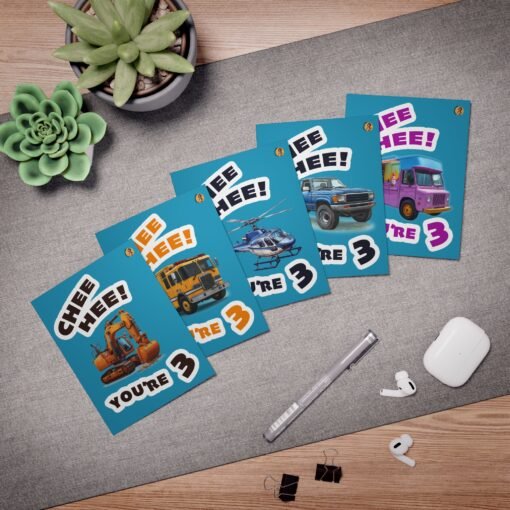 3 Year Old "Chee Hee!" Birthday Cards (5-Pack) - Image 2