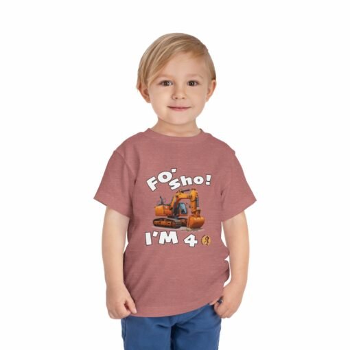 Little Kea Foʻ Sho! I'm 4 Excavator Shirt - Image 3