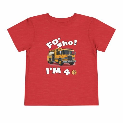 Little Kea Foʻ Sho! I'm 4 Fire Engine Shirt - Image 33