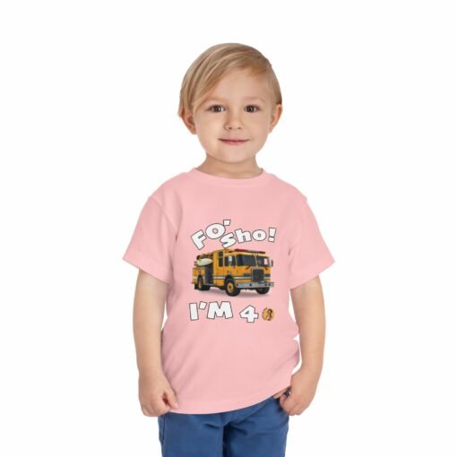 Little Kea Foʻ Sho! I'm 4 Fire Engine Shirt - Image 31