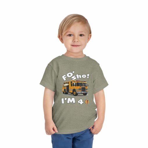 Little Kea Foʻ Sho! I'm 4 Fire Engine Shirt - Image 11