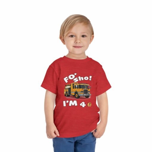 Little Kea Foʻ Sho! I'm 4 Fire Engine Shirt - Image 35