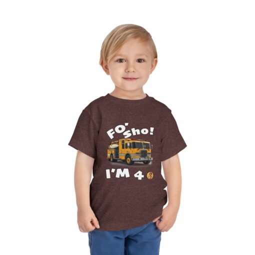 Little Kea Foʻ Sho! I'm 4 Fire Engine Shirt - Image 39